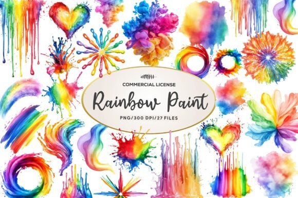 Download Watercolor Rainbow Paint Splash Clipart - Clipart Collection