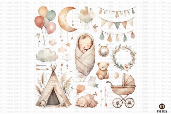 Download Baby Shower Boho Nursery Clipart - Clipart Collection