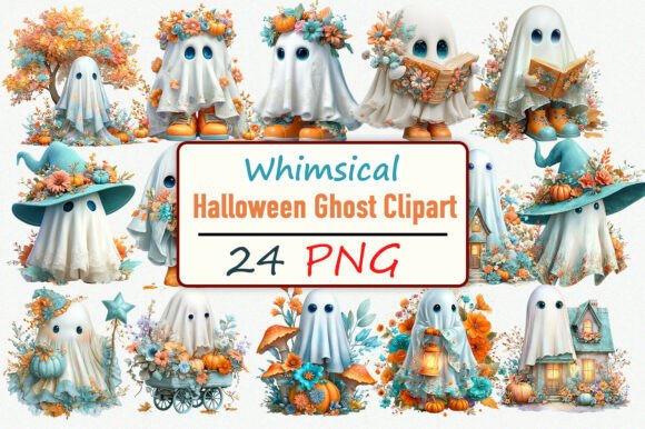 Download Whimsical Halloween Ghost Clipart Bundle - Clipart Collection