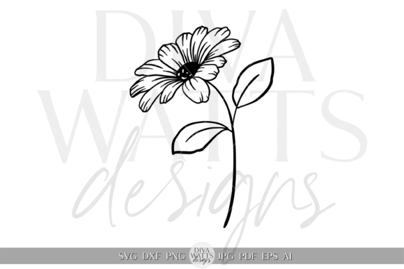 Download Single Daisy Silhouette Artwork SVG - Premium Resources