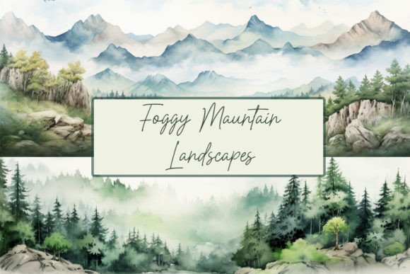Download Foggy Forest Clipart,Watercolor Mountain - Clipart Collection