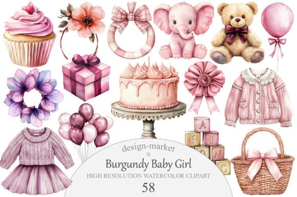 Download Burgundy Baby Girl Clipart - Clipart Collection