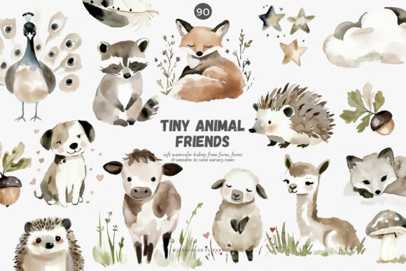 Download Watercolor Baby Animals Clipart Set - Clipart Collection