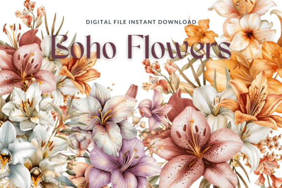Download Watercolor Boho Flowers Clipart - Clipart Collection