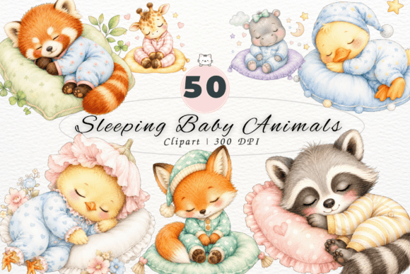 Download Cute Sleeping Baby Animals Clipart PNG - Clipart Collection