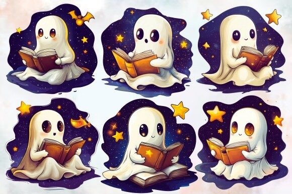 Download Bookish Halloween Ghost Clipart Bundle - Clipart Collection