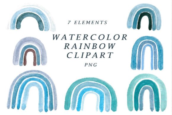 Download Blue Rainbow Watercolor Clipart. - Clipart Collection