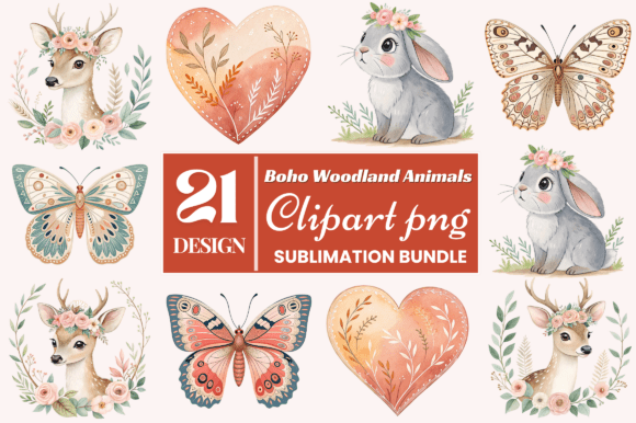 Download Boho Woodland Animals Clipart PNG Bundle - Clipart Collection