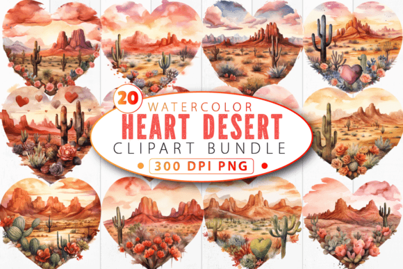 Download Watercolor Heart Desert Clipart Bundle - Clipart Collection