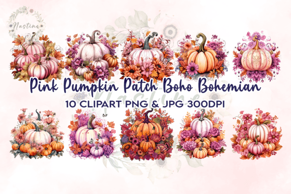 Download Pink Pumpkin Patch Boho Bohemian Clipart - Clipart Collection