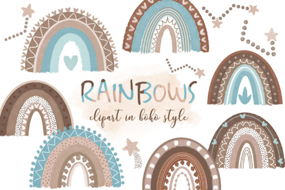 Download Boho Rainbow Clipart, Baby Blue - Clipart Collection
