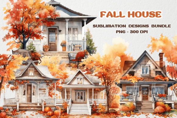 Download Fall House Sublimation Bundle Clipart - Clipart Collection